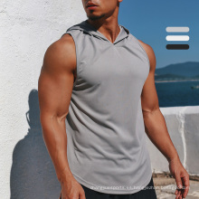 Tapa de tanque de gimnasio de gimnasia rápida para hombres con capucha chaleco de fitness hombre esencial chaleco en blanco camiseta musculosa camiseta de tanque